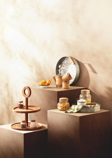 Square 800Ml Glass Jar With Wooden Lid