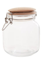 Square 1050Ml Glass Jar With Wooden Lid