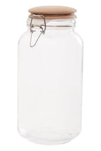 Square 2150ml Glass Jar With Wooden Lid