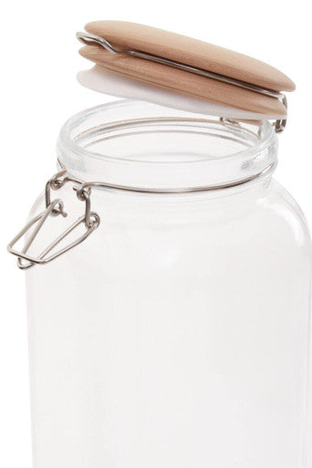 Square 2150ml Glass Jar With Wooden Lid