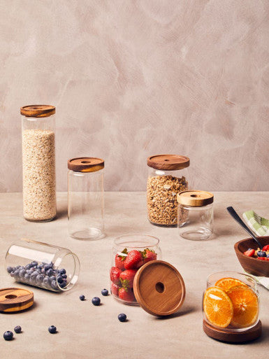 Glass Storage Jar with Acacia Lid 560ml