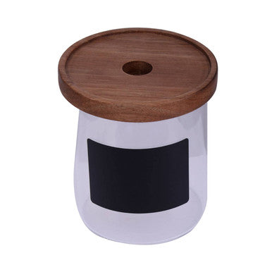 Glass Storage Jar with Acacia Lid and Chalkboard 750ml