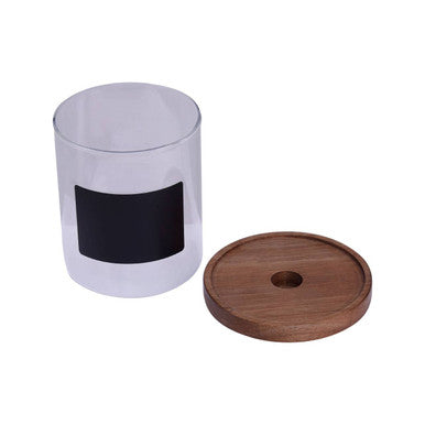 Glass Storage Jar with Acacia Lid and Chalkboard 750ml
