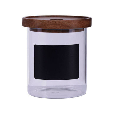 Glass Storage Jar with Acacia Lid and Chalkboard 750ml