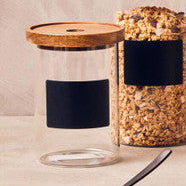 Glass Storage Jar with Acacia Lid and Chalkboard 750ml