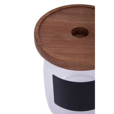 Glass Storage Jar with Acacia Lid and Chalkboard 750ml