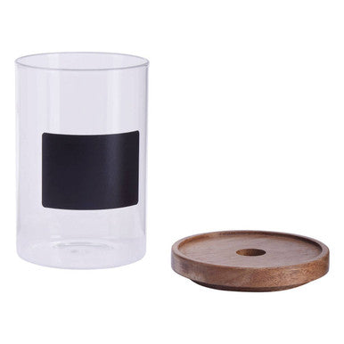 Glass Storage Jar with Acacia Lid and Chalkboard 950ml