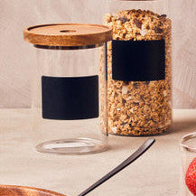 Glass Storage Jar with Acacia Lid and Chalkboard 950ml