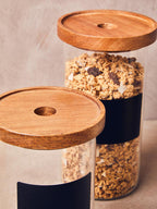 Glass Storage Jar with Acacia Lid and Chalkboard 950ml