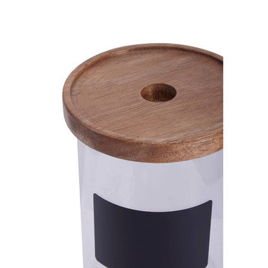 Glass Storage Jar with Acacia Lid and Chalkboard 950ml
