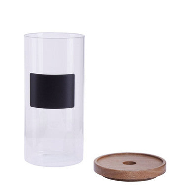 Glass Storage Jar with Acacia Lid and Chalkboard 1300ml