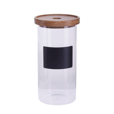 Glass Storage Jar with Acacia Lid and Chalkboard 1300ml