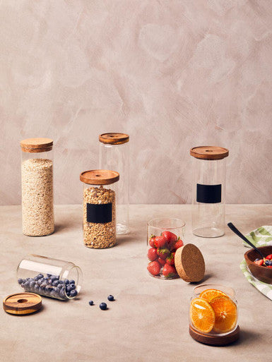 Glass Storage Jar with Acacia Lid and Chalkboard 1300ml