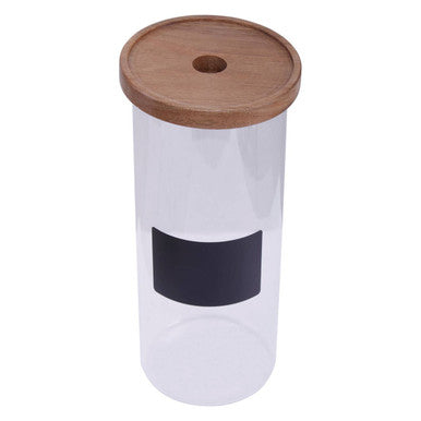 Glass Storage Jar with Acacia Lid and Chalkboard 1800ml