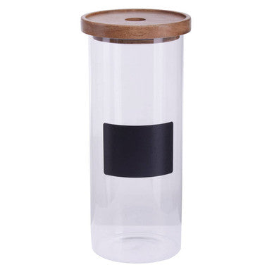 Glass Storage Jar with Acacia Lid and Chalkboard 1800ml