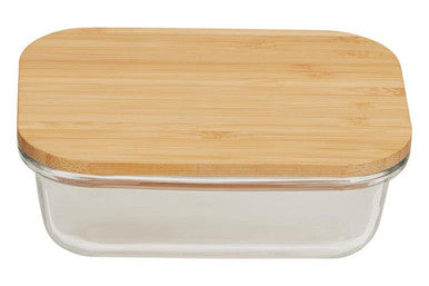 370Ml Glass Container with Bamboo Lid