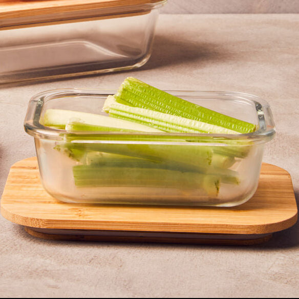 370Ml Glass Container with Bamboo Lid