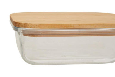 370Ml Glass Container with Bamboo Lid