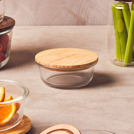 620Ml Glass Container with Bamboo Lid
