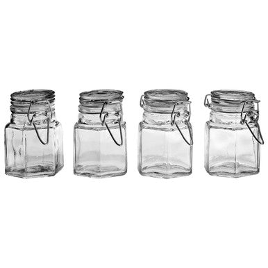 Glass and Clip Top Lids Spice Jars Set of 4