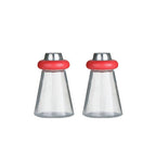 Red Plastic/Glass Salt and Pepper Shakers