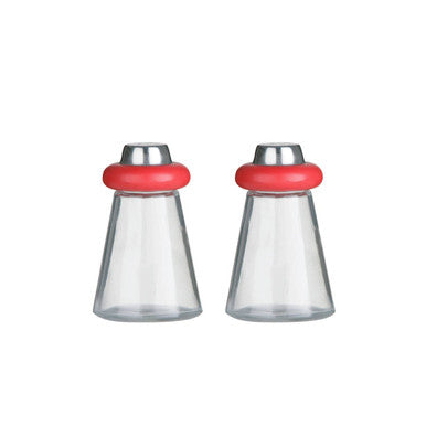 Red Plastic/Glass Salt and Pepper Shakers