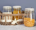 Set of 3 Glass Jars in a Basket