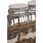 Set of 3 Glass Jars in a Basket