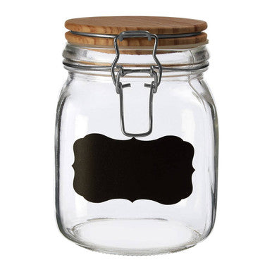 Glass Storage Jar with Wooden Lid 1000ml
