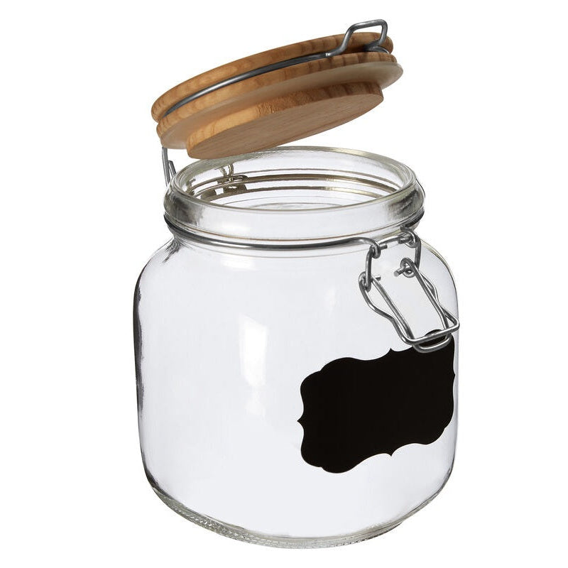 Glass Storage Jar with Wooden Lid 1000ml