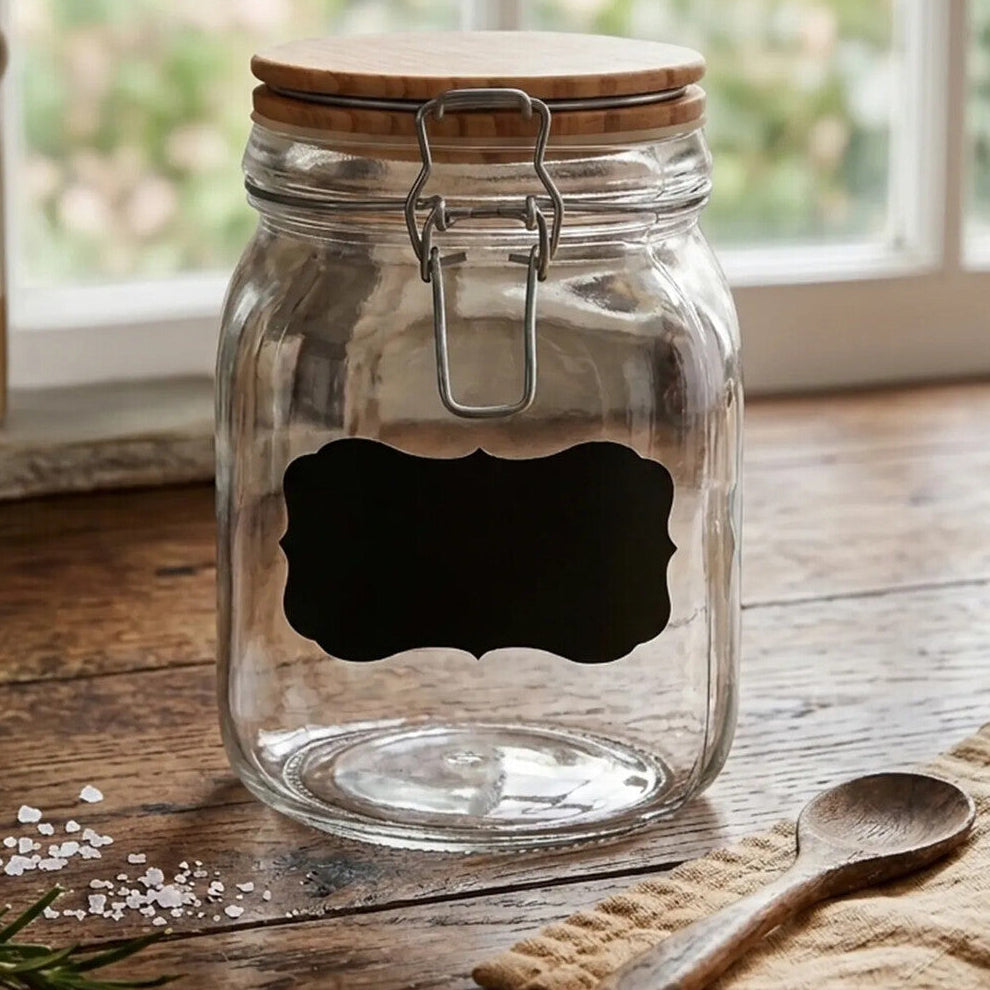 Glass Storage Jar with Wooden Lid 1000ml