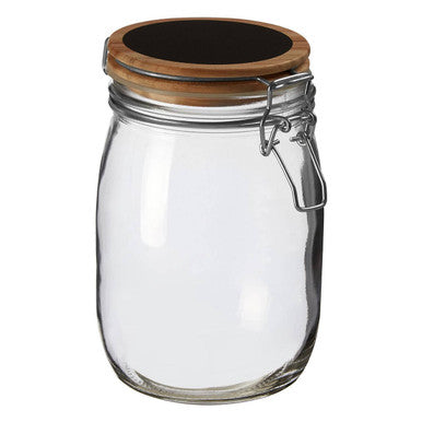 Appert Clear Glass Medium Storage Jar with Pine Wood Chalkboard Lid