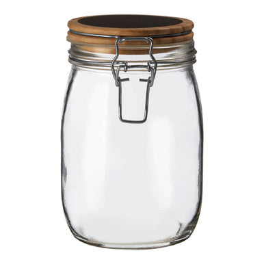 Appert Clear Glass Medium Storage Jar with Pine Wood Chalkboard Lid