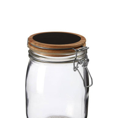 Appert Clear Glass Medium Storage Jar with Pine Wood Chalkboard Lid