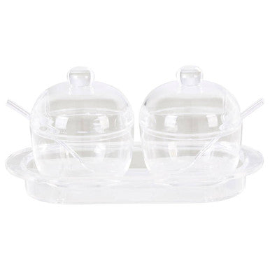 Set of 2 Condiment Pots with Tray