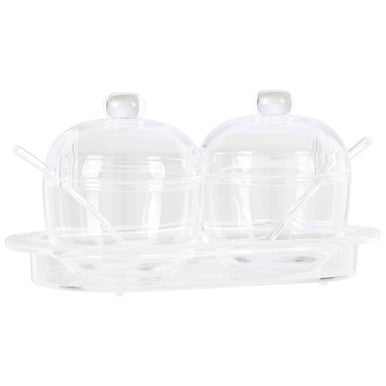 Set of 2 Condiment Pots with Tray