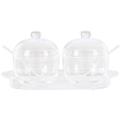 Set of 2 Condiment Pots with Tray
