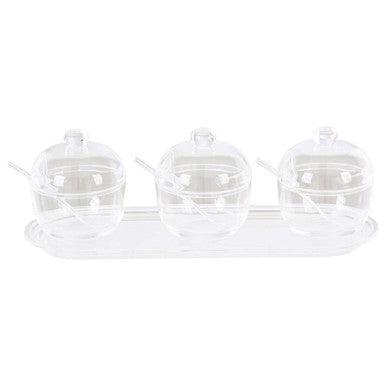 Set of 3 Condiment Pots with Tray
