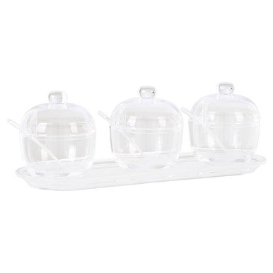 Set of 3 Condiment Pots with Tray