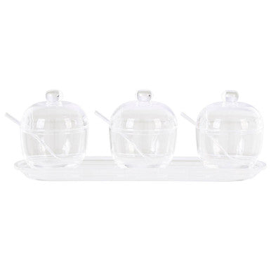 Set of 3 Condiment Pots with Tray