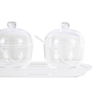 Set of 3 Condiment Pots with Tray