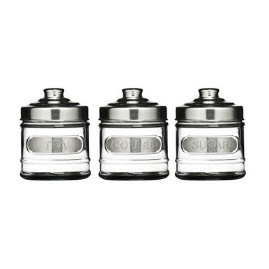 Set of Three Glass Jars with Aluminium Lids
