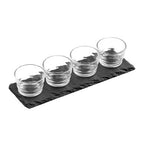 Preto 4 Ribbed Glass Bowls Tray Set