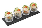 Preto 4 Ribbed Glass Bowls Tray Set