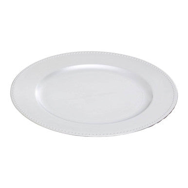 Silver Charger Plate with Dotted Rim