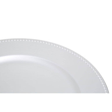 Silver Charger Plate with Dotted Rim