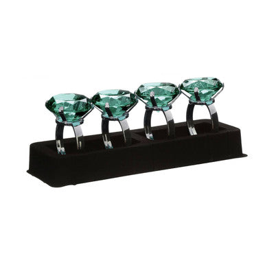 Set of Four Teal Napkin Rings