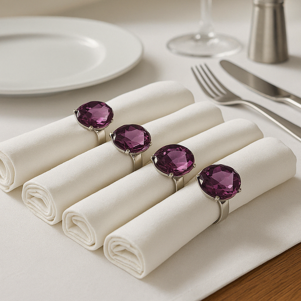 Set of Four Purple Napkin Rings