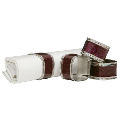 Set of Four Purple Rings Glitter Napkin