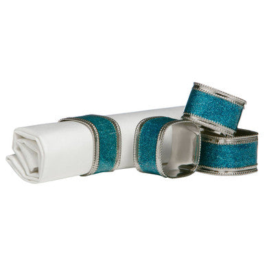 Set of Four Turquoise Rings Glitter Napkin